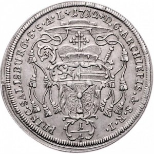 Реверс монеты Зальцбург, ¼ талера, 1710-1715, Бюст Франца Антона на аверсе