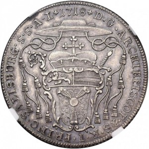 Реверс монеты Зальцбург, ½ талера, 1710-1720, Маленький бюст Франца Антона на аверсе со звездой