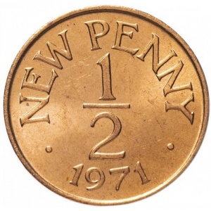 Реверс монеты Гернси, ½ нового пенни, 1971