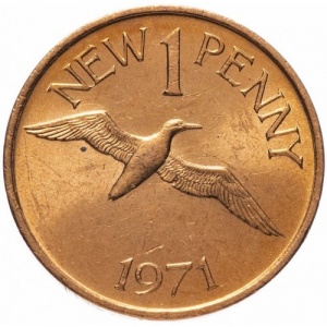 Реверс монеты Гернси, 1 новый пенни, 1971