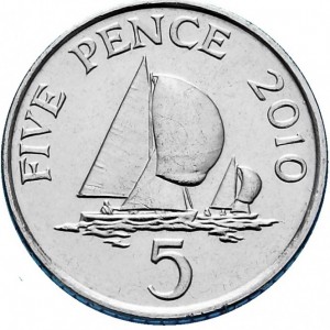 Реверс монеты Гернси, 5 пенсов, 1999-2010