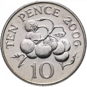 Реверс монеты Гернси, 10 пенсов, 2003-2006