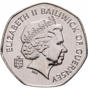 Аверс монеты Гернси, 20 пенсов, 1999-2012