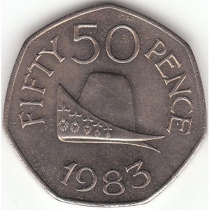 Реверс монеты Гернси, 50 пенсов, 1979-1984