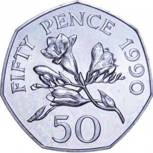 Реверс монеты Гернси, 50 пенсов, 1985-1997