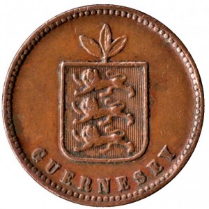Аверс монеты Гернси, 2 дубля, 1858