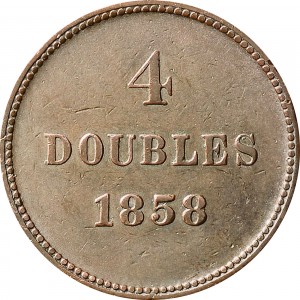 Реверс монеты Гернси, 4 дубля, 1830-1858