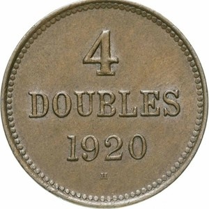 Реверс монеты Гернси, 4 дубля, 1914-1949