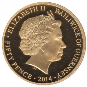 Аверс монеты Гернси, 50 пенсов, 2014, Первая мировая война /Связь/