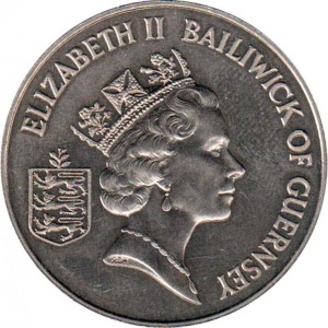 Реверс монеты Гернси, 2 фунта, 1986, XIII Игры Содружества