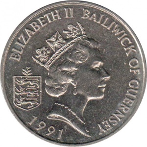 Аверс монеты Гернси, 2 фунта, 1991, Короли Англии - Генрих II Плантагенет