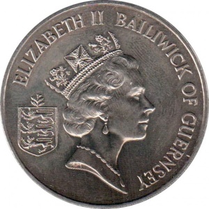 Аверс монеты Гернси, 2 фунта, 1994, 50 лет высадке в Нормандии