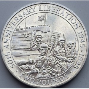 Реверс монеты Гернси, 2 фунта, 1995, 50 лет освобождению