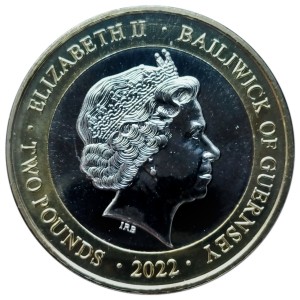Аверс монеты Гернси, 2 фунта, 2022, 1900 лет Валу Адриана. Император Адриан