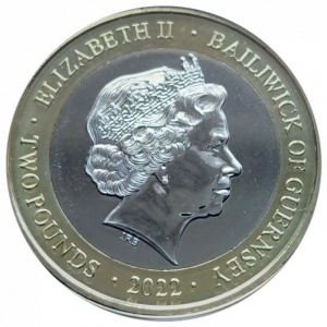 Аверс монеты Гернси, 2 фунта, 2022, 1900 лет Валу Адриана. Римский солдат