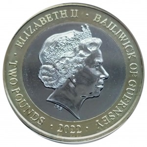 Аверс монеты Гернси, 2 фунта, 2022, 1900 лет Валу Адриана. Пикт-воин