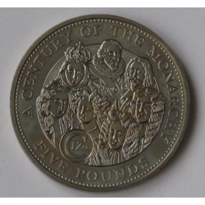 Реверс монеты Гернси, 5 фунтов, 2003, Век монархии