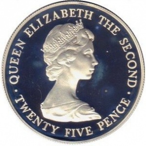 Аверс монеты Гернси, 25 пенсов, 1978, Королевский визит