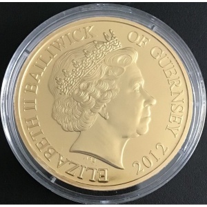 Аверс монеты Гернси, 50 пенсов, 2012, 60 лет правлению Королевы Елизаветы II /Молодая Елизавета II/