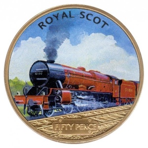 Реверс монеты Гернси, 50 пенсов, 2013, Паровые локомотивы - Royal Scot