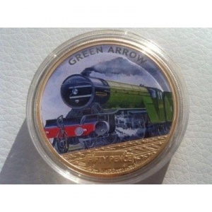 Реверс монеты Гернси, 50 пенсов, 2013, Паровые локомотивы - LNER Class V2 4771 Green Arrow
