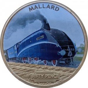 Реверс монеты Гернси, 50 пенсов, 2013, Паровые локомотивы - LNER Class A4 4468 Mallard