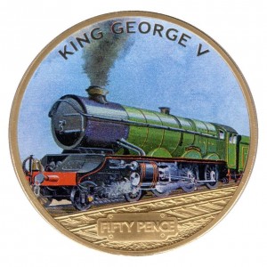 Реверс монеты Гернси, 50 пенсов, 2013, Паровые локомотивы - GWR 6000 Class 6000 King George V