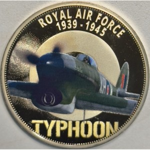 Реверс монеты Гернси, 50 пенсов, 2020, Королевский ВМФ 1939-1945 Тайфун