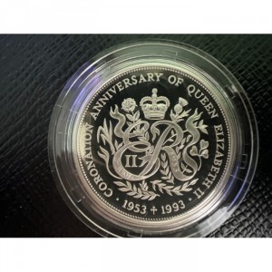 Реверс монеты Гернси, 2 фунта, 1993, 40 лет коронации Королевы Елизаветы II