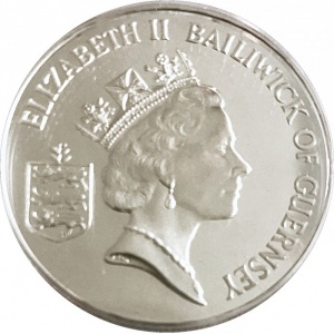 Аверс монеты Гернси, 2 фунта, 1995, 50 лет освобождению