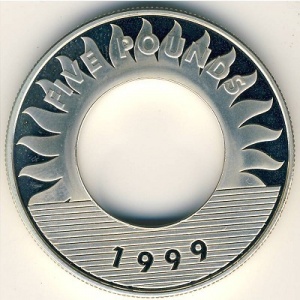Реверс монеты Гернси, 5 фунтов, 1999, Миллениум