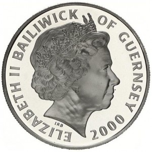 Аверс монеты Гернси, 5 фунтов, 2000, Век монархии
