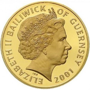 Аверс монеты Гернси, 5 фунтов, 2001, 100 лет со дня смерти Королевы Виктории