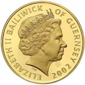 Аверс монеты Гернси, 5 фунтов, 2002, Королева Елизавета Королева-мать