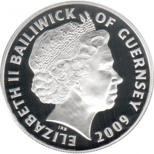 Аверс монеты Гернси, 5 фунтов, 2003-2009, История королевского флота - Золотая лань