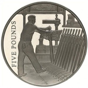 Реверс монеты Гернси, 5 фунтов, 2004, Паровые локомотивы - переключатель стрелок