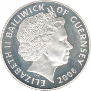 Аверс монеты Гернси, 5 фунтов, 2006, Великие британцы - Роберт Фалькон Скотт