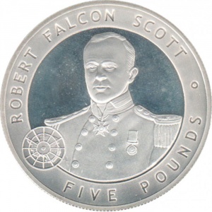 Реверс монеты Гернси, 5 фунтов, 2006, Великие британцы - Роберт Фалькон Скотт