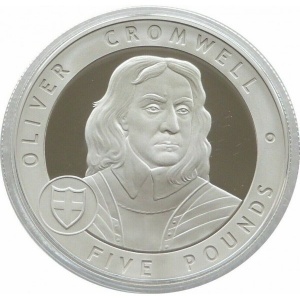 Реверс монеты Гернси, 5 фунтов, 2007, Великие британцы - Оливер Кромвель