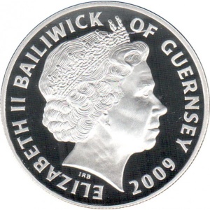 Аверс монеты Гернси, 5 фунтов, 2009, История королевского флота - Генри VIII