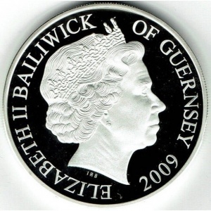 Аверс монеты Гернси, 5 фунтов, 2009, Мореплавание и исследования - Выносливость