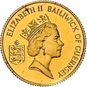 Аверс монеты Гернси, 25 фунтов, 1994, 50 лет высадке в Нормандии