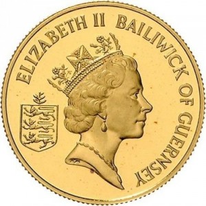 Аверс монеты Гернси, 50 фунтов, 1995, 50 лет освобождению