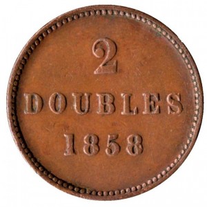 Реверс монеты Гернси, 2 дубля, 1858