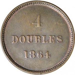 Реверс монеты Гернси, 4 дубля, 1864