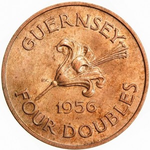 Реверс монеты Гернси, 4 дубля, 1956-1966