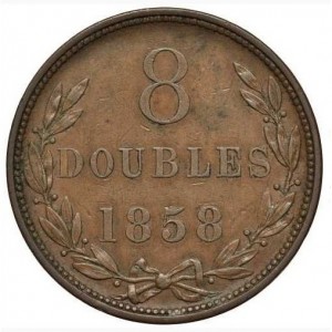 Реверс монеты Гернси, 8 дублей, 1834-1858