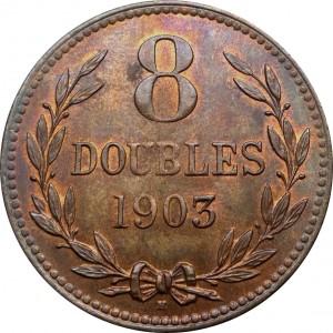 Реверс монеты Гернси, 8 дублей, 1864-1911