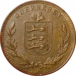 Аверс монеты Гернси, 8 дублей, 1914-1949