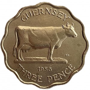 Реверс монеты Гернси, 3 пенса, 1956